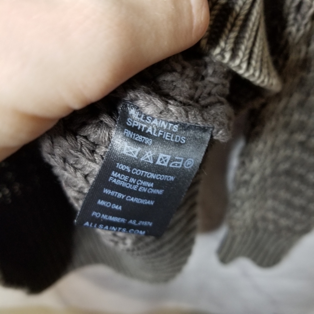 All Saints men's Whitby Cardigan sweater cableknit - Picture 7 of 8